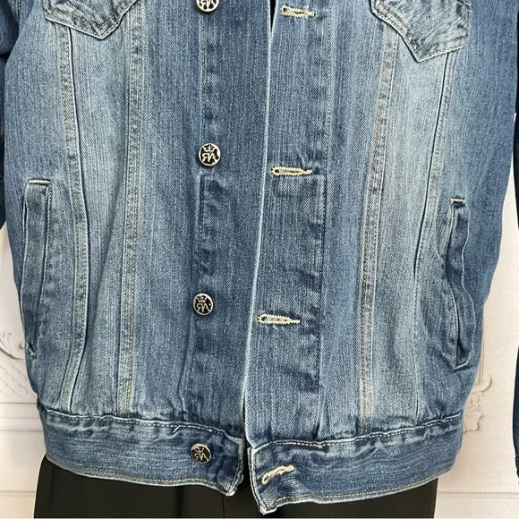 Vintage Red Ape Mens Distressed Denim Jacket XL 38 Faded Blue Jean Jacket - Picture 5 of 9